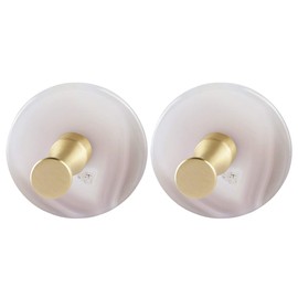 Rockcloud Pack of 2 Agate Slices Round Drawer Knobs Pulls Handles for Cabinet Drawer Wardrobe, Wall Mounted Cloths Hat Hooks for Home Office Decoration, Natural Color