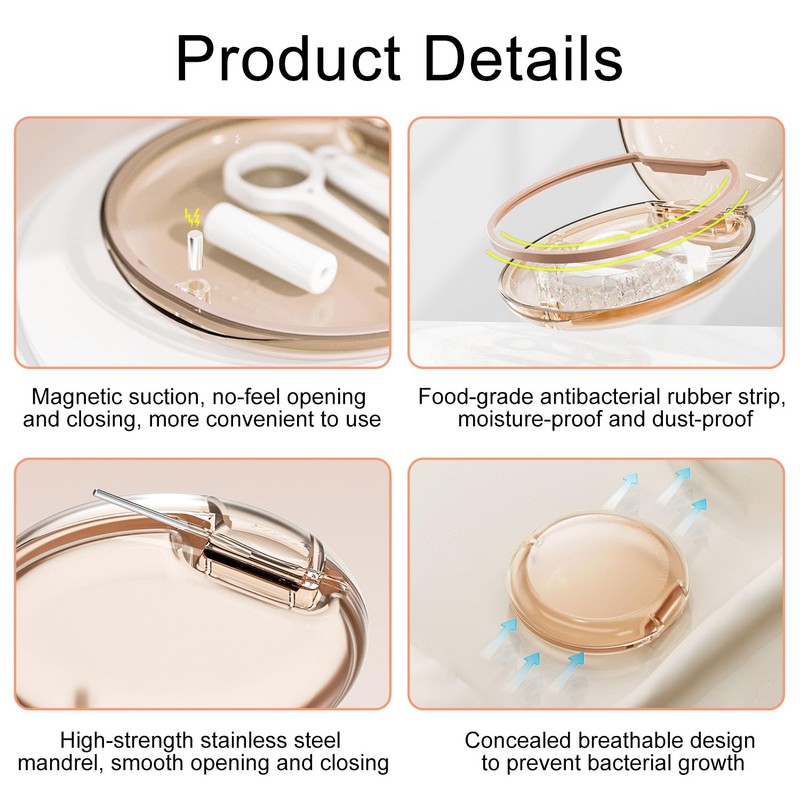 Eupneicu Portable Braces Box, Denture Container Box, for Storing Braces