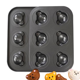 Elesinsoz - Paquete de 2 moldes para magdalenas en forma de oso, 6 cavidades antiadherentes, molde para tartas de madeleine, mini magdalenas para decoración comestible para tartas de oso para ducha,
