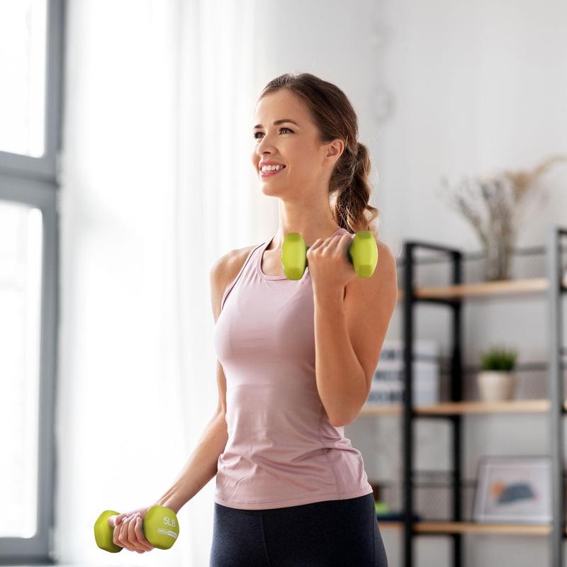 HolaHatha 5, 10, and 15 Pound Neoprene Hex Dumbbell Set