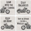 Carson SS74398 Motorcycle Square House Coaster Set of 4, 4-inch