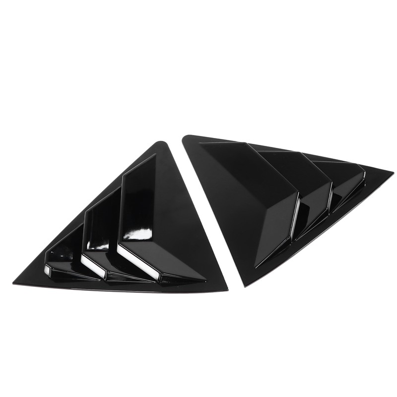 2pcs Gloss Black Rear Side Window Louvers Trim Air Vent