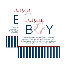 Baseball Book for Baby Shower Invitation Insert Cards (25 Pack)