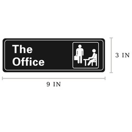 Nakimo Office Sign - Self-Adhesive 9 x 3 Inch Door or Wall Name Plate - Acrylic (Black and White)