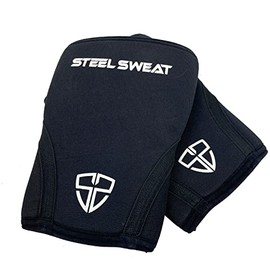 Steel Sweat - Knee Sleeves & Compression Braces for Squat, Fitness, Weightlifitng and Powerlifting - 7mm Sleeve Pair For Men & Women (Black, Medium)