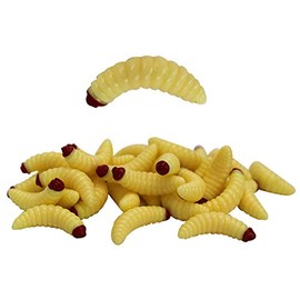 100PCS Soft Plastic Bass Fishing Worms Lures Artificial Maggot Baits Bread Worm Fishing Lure Fake Fishing Bait Realistic Maggots Bread Worm Artificial Worms Fishing Lures for Fishing and Prank Props E