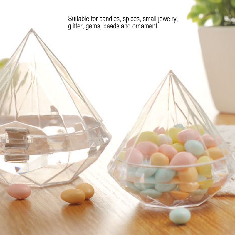 Candies Box Diamond Shaped Clear Jar Transparent Plastic Candy Storage