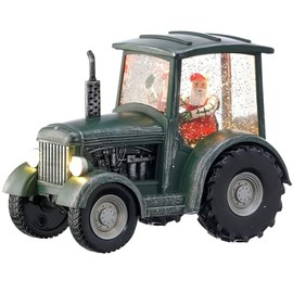 Regency International LED B/o Timer Santa in Tractor Water Globe USB, 9 inch