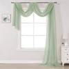 DONREN Sage Green Sheer Window Scarf Valance - Luxury Soft
