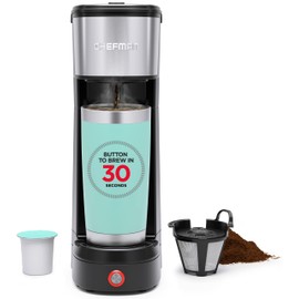 Chefman InstaCoffee Max, The Easiest Way to Brew the Boldest Single-Serve Coffee, Use Fresh And Flavorful Grounds or K-Cups