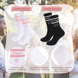 YANSYUN Wedding Gifts for Bride and Groom 2 Pairs Cotton Socks Wedding Socks Gifts Wedding Gift, bride and groom, One size fits all