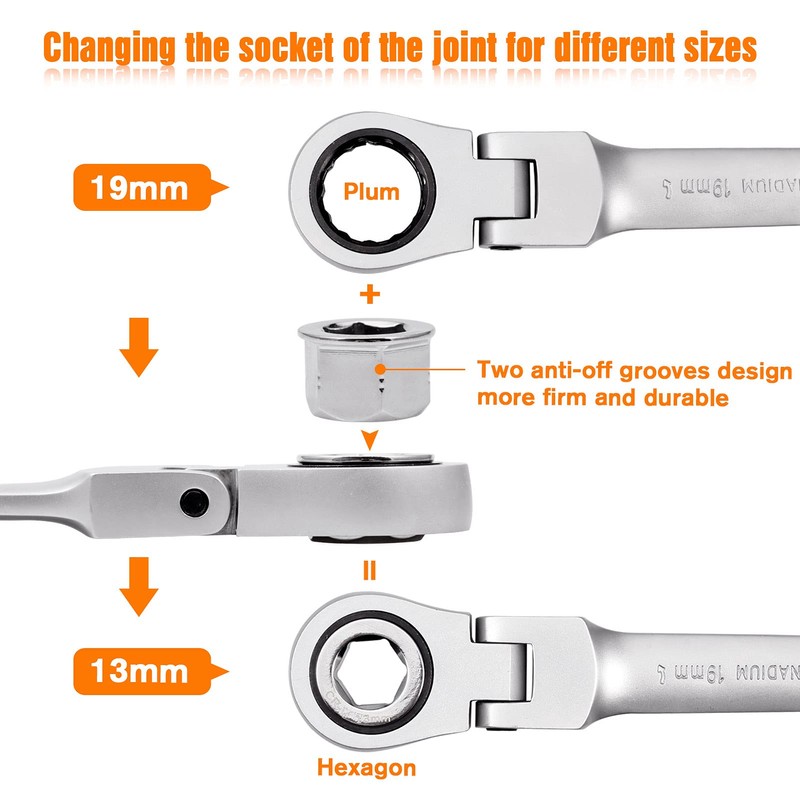 LEONTOOL 6PCS Socket Ratchet Wrench Set 8.5 Inch Quick Release