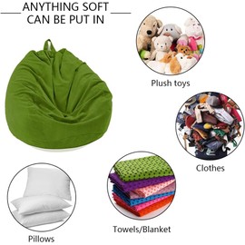 Chickwin Bean Bag Chair Cover, Corduroy Bean Bag Chair Without Filling, for Outdoor and Indoor Relaxation, Lounge Chair, Bedroom Cushion (Olive Green, 100 x 120 cm)