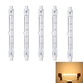 WeiHong 5 x R7S 118mm 230V 100W 300W Dimmable Halogen Bulb - Warm White 2700K 3000K J118 Tube for Architectural Projector Landscape Lighting (100W Warm White)