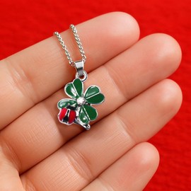 Women's Necklace with Clover Leaf Pendant Ladybird Lucky Charm 45 + 5 cm Zinc Not Applicable