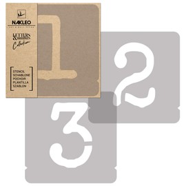 NAKLEO Numerals Painting Stencils Set 12 Pcs, 25 cm Numbers & Signs Typewriter Font, Reusable Plastic Drawing Templates for Crafts, DIY Wall Floor Wood