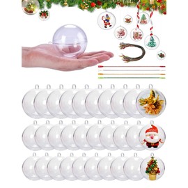 Pack of 30 Clear Christmas Baubles, 3 Sizes, Fillable DIY Christmas Tree Baubles Made of Plastic, Christmas Baubles Tree Decoration, Christmas Decoration for Filling as Christmas Tree Decorations (3