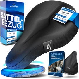 Nextcover Universal Gel Saddle Cover Bicycle Including Rain Cover [Memory Foam] I Bicycle Saddle Cover with Multilayer Padding I Saddle Protector Bicycle Seat for Men and Women I Gel Saddle Padding