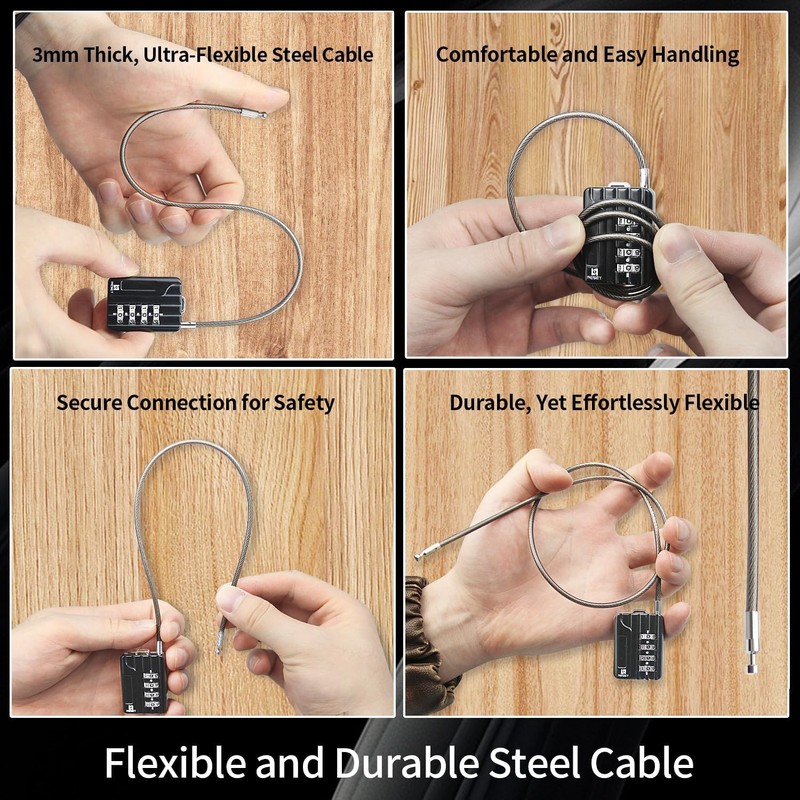 RESET-200 (1 Pack) 4 Digit Combination Flexible Cable Padlock,20 inch