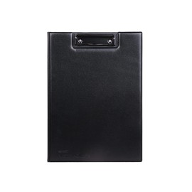 Black Leather Folder, Portfolio with Clipboard Classic A4 Folder fit Office School Restaurant, Letter Size Writing Pad (32.4 * 23.5CM)