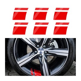 LKAHG 6PCS Car Wheel Rim Stickers, Reflective Automotive Wheels Tire Rim Stripe Stickers, 18-21 Inch Self-Adhesive Wheel Rim Stripes Decals Accessories, Universal for RV, SUV, Truck (Red)