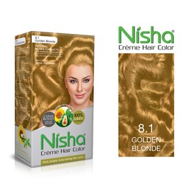 Nisha Cream Hair Color With Rich, Bright, Semi-Permanent Shine Hair Color No ammonia Creme Formula Smooth Care For Your Precious Hair! 150gm Golden Blonde 8.1 (Pack of 1)
