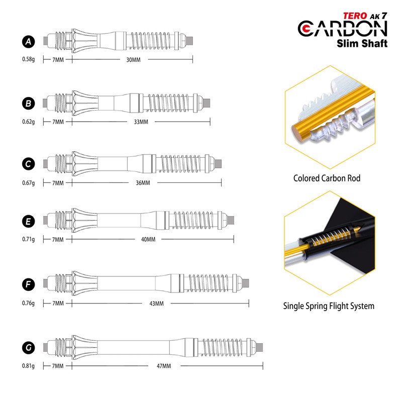 CUESOUL TERO AK7 Slim Carbon Dart Shafts / Shafts -