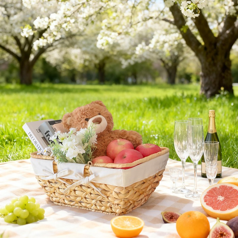 GYASVWU Wicker Picnic Baskets with Handles, Water Hyacinth Basket for