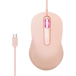 KeautFair Wired Usb-C Mouse,Type C Wired Optical Mouse Mute Click with 3 bottons, Wired Mouse For Laptop, Lightweight and Protable,Compatible with Windows, PC, Laptop, Desktop, Notebook(Pink)
