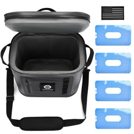 Vogano Soft Cooler - Insulated Leak-Proof Cooler Bag with Waterproof Zipper | 28 Can Portable Ice Chest for Camping, Beach, Travel, Picnic, Fishing (Dark Grey)
