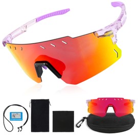 Fractoluxe Quick Glasses Men Women Cycling Glasses UV400 Polarised Sports Glasses Windproof Cycling Glasses Running Glasses for Cycling Ski MTB Golf Bicycle Cycling Running Outdoor Activities Orange