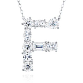 Pass Diamond Tester Letter F Multi Cut VVS Moissanite Necklace 925 Silver Platinum Plated Elegant Fine Jewelry NecklaceColor: Silver, Design: B