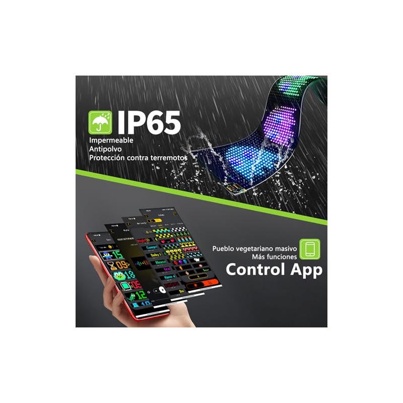 Ojos LED Programables para Parabrisas, Pantalla Flexible con Control Bluetooth