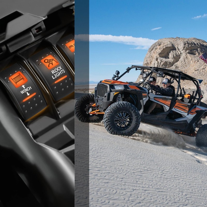 Nilight UTV Winch Rocker Switch Momentary 7 PIN DPDT LED