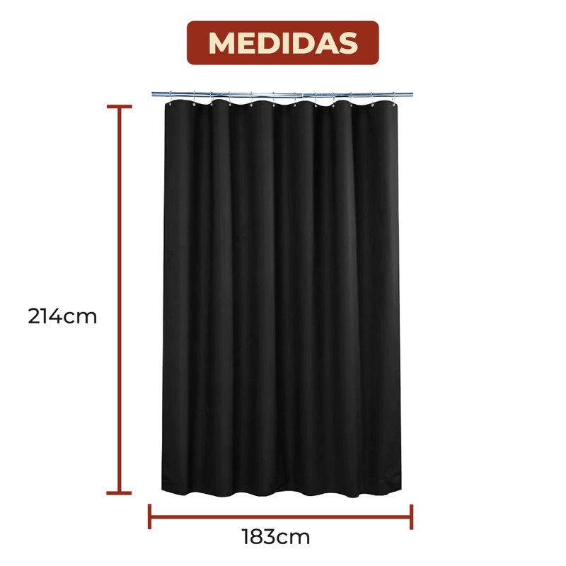 Mebix TRD Cortina de Baño 214x183 cm | Impermeable y