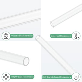 M METERXITY 2-Pack Clear Plastic Tube, 6mm[0.24"] ID x 8mm[0.31"] OD High Impact Rigid Polycarbonate Round Pipes for Water Plumbing/Lighting/Aquariums/Models, Plastic Tubing [305mm/12IN]