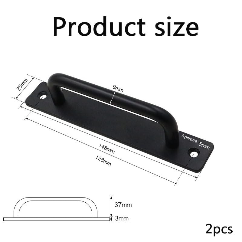 WADY 2PCS Heavy Duty Sliding Barn Door Handles, Black Aluminium