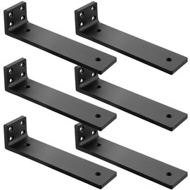 Floating Shelf Brackets 4 inch, Heavy Duty Wall Shelf Brackets 6 Pack for Shelves Support, Hidden Metal L Brackets with Mounting Hardware (1/5'' Thick)