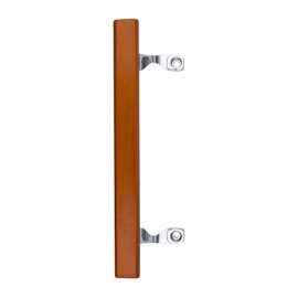 Brixwell Patio Door Handle with Brackets, Chrome Finish with Wood Grip, 6-5/8" Center-to-Center, Easy Installation Residential and Commercial Use, Replacement or New