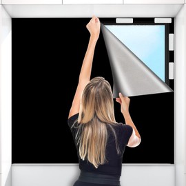 100% Blackout Blind Stick on 200x145cm, Portable Blackout Shades Curtain for Window, No Drill Film for Bedroom, Cut to Any Size, Nursery Black Out Blinds for Baby Travel Temporary