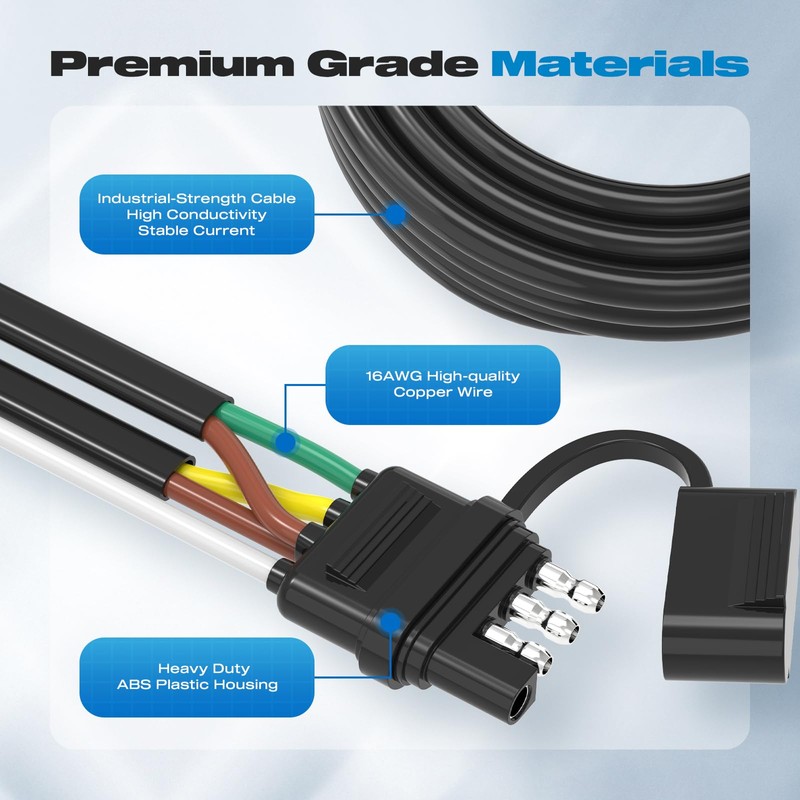 Malictele 4 Pin 5 Wire Trailer Wiring Harness Kit, 26FT