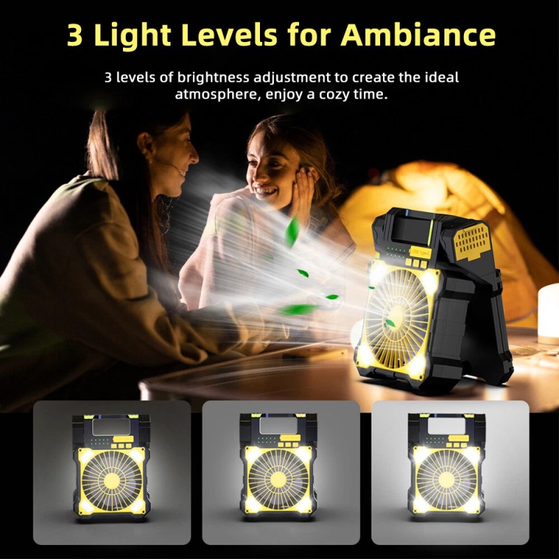 KEPEAK 5 Speed Solar Fan&Portable Camping Fan with Lantern 5200mAh