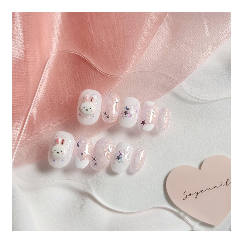  Dreaming Rabbit Nail Tip - Square / 꿈꾸는 토끼