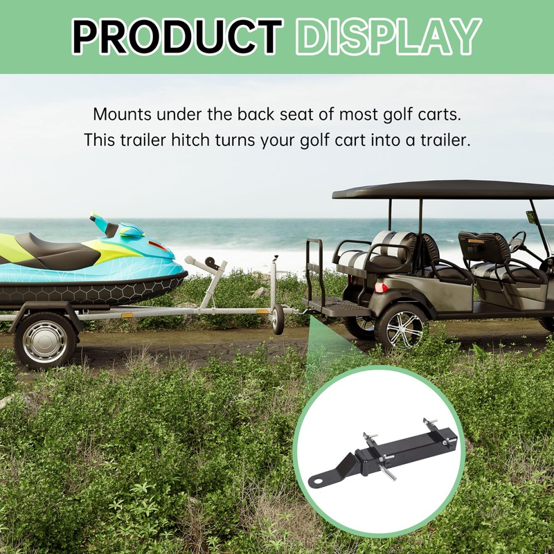 ECOTRIC Golf Cart Universal Rear Hitch with 2" Receiver for