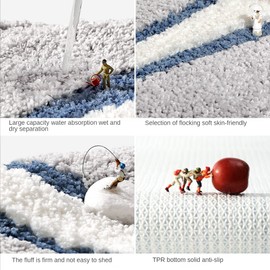 BIKETEK Microfiber Bath Mat - Soft, Fluffy Non-Slip Rugs (16" x 24", Grey) - Machine Washable for Bathroom, Shower, Tub