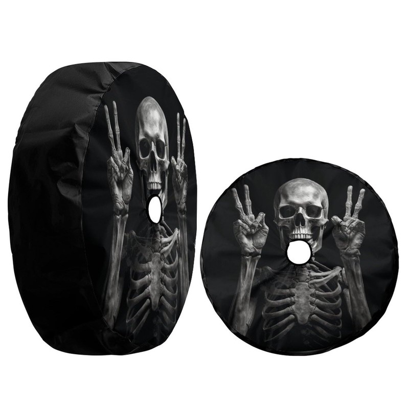 Foruidea Skeleton with Rock Spare Tire Cover with Backup Camera