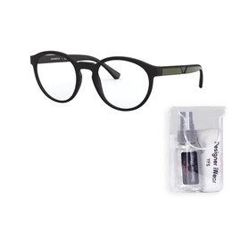 Emporio Armani EA4152 50421W 52MM Matte Black/Plastic Lens Clear Round Sunglasses for Men + BUNDLE With Designer iWear Complimentary Eyewear Kit