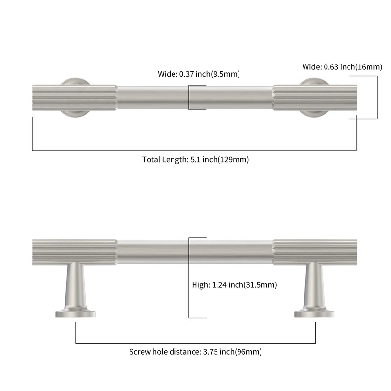 Asidrama 10 Pack 3.75 Inch(96mm) Brushed Satin Nickel Cabinet pulls