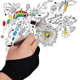 Guante 2 Dedos Protección Papel O Tableta De Dibujo Digital Guantes ambidiestros para dibujar en tablets y iPads - Con dos dedos - Protege de la suciedad y reduce la fricción (M)