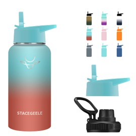 STACEGEELE Insulated Vacuum Water Bottle with Spout Lid & Screw on Top | Stainless Steel Flask for Kids Leak Proof Lightweight Eco Friendly 18oz / 24oz / 32 oz / 40oz(32oz sparkling)